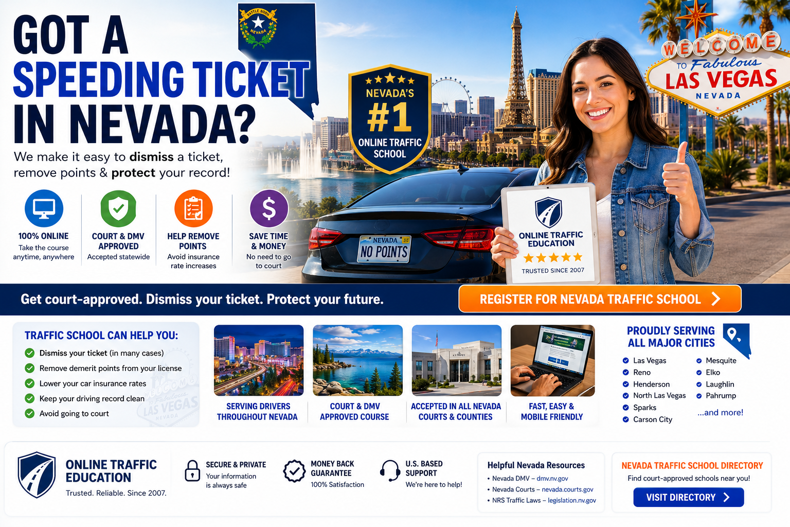 Got a Speeding Ticket in Nevada? Cost, Court, Points & Traffic School Guide